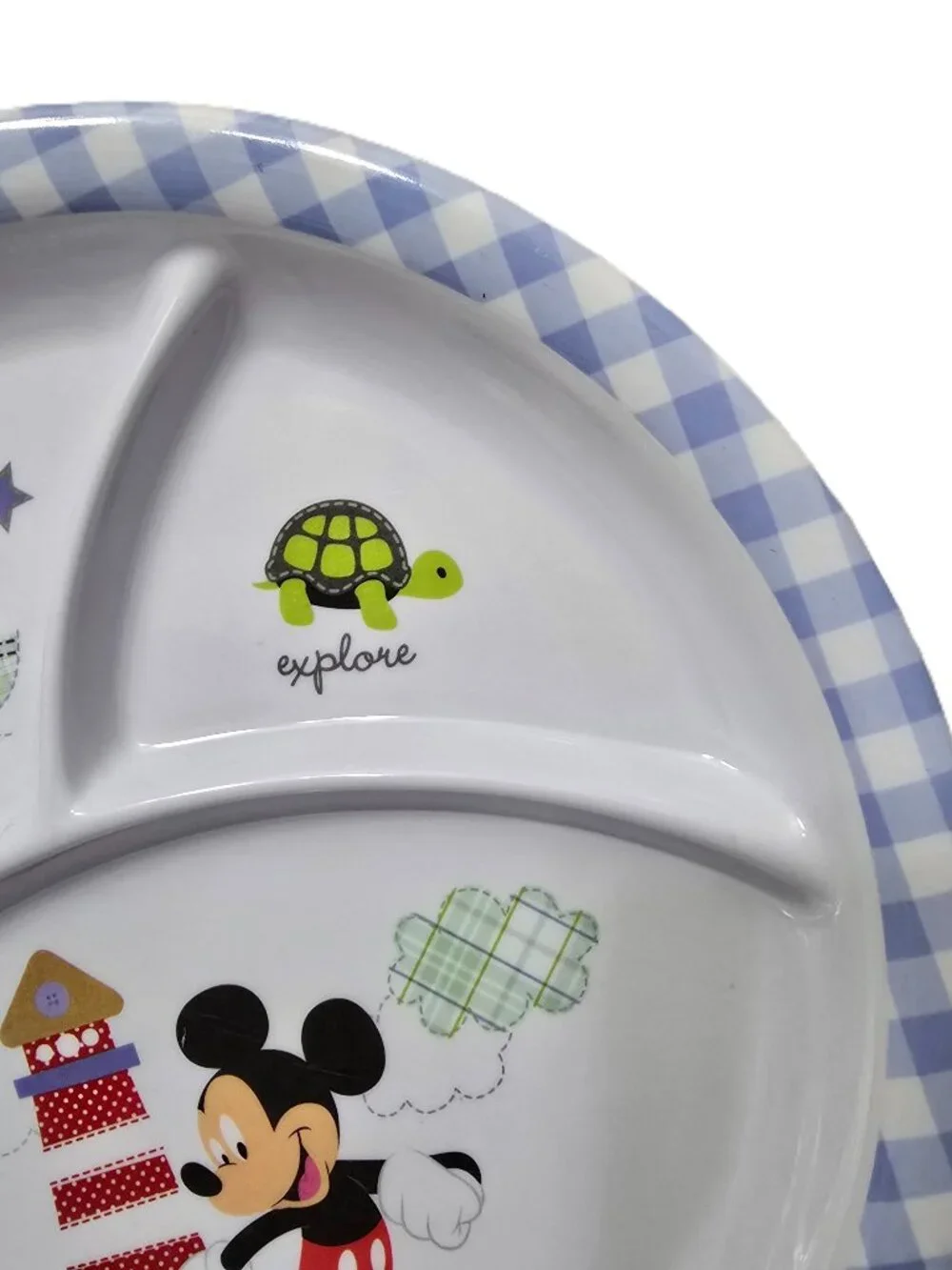 Disney Mickey Mouse Divided Plate Melamine Baby Boat Turtle Lighthouse Beach Y2K